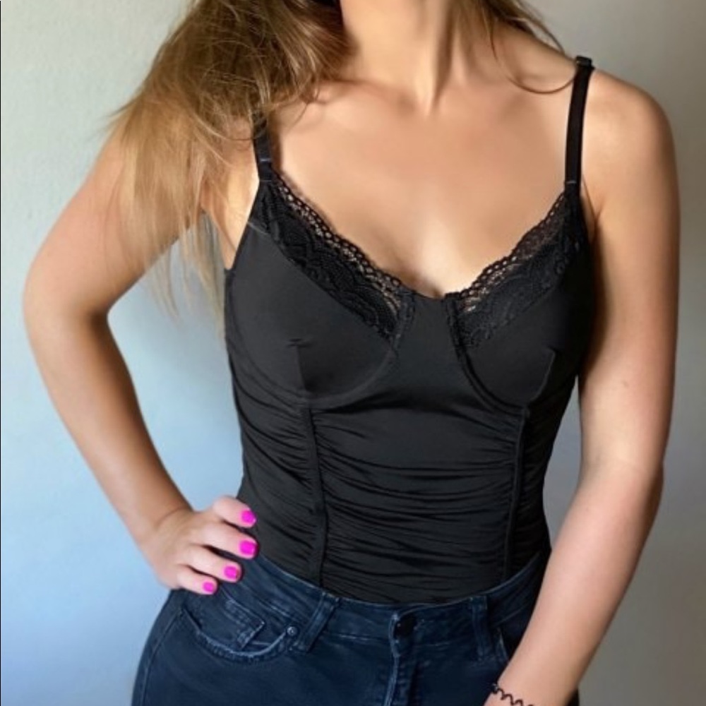 Lace trimmed underwire bodysuit
